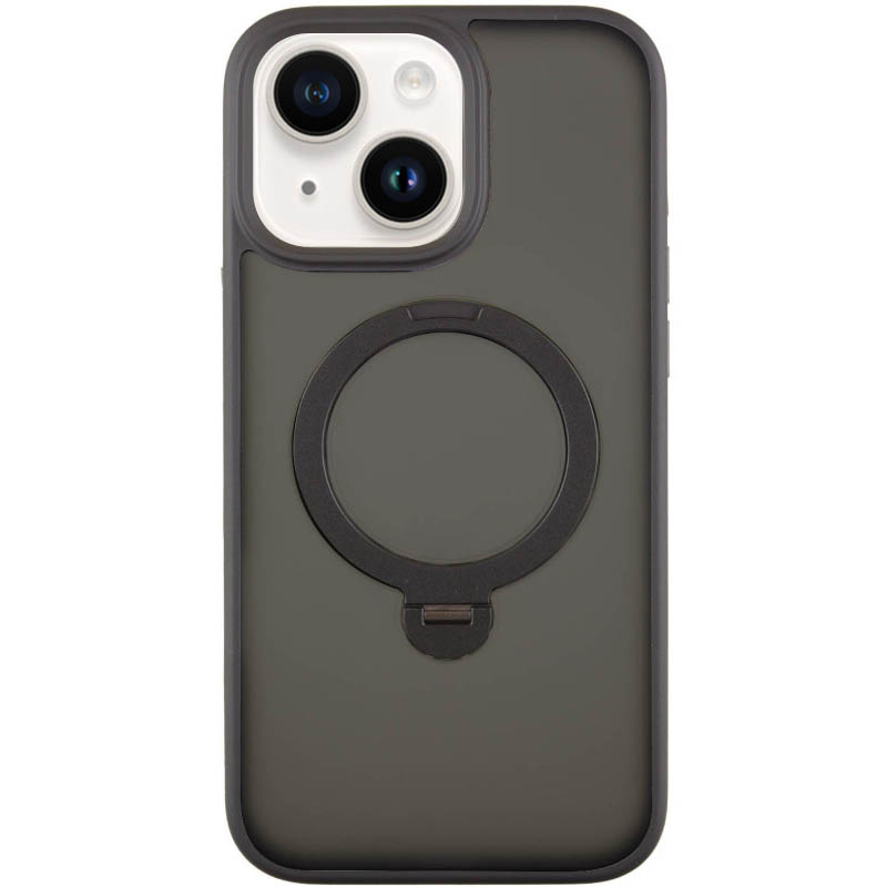 TPU+PC чехол Metal Buttons with MagSafe Colorful HQ Ring для Apple iPhone 14 / 13 (6.1") (Black)