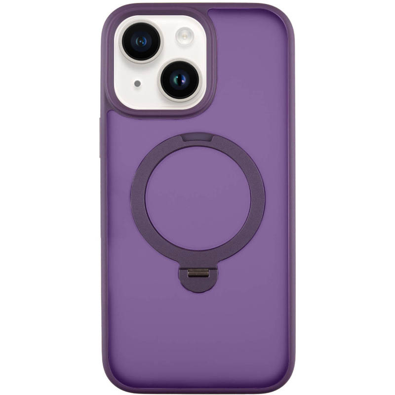 TPU+PC чохол Metal Buttons with MagSafe Colorful HQ Ring для Apple iPhone 14 (6.1") (Purple)