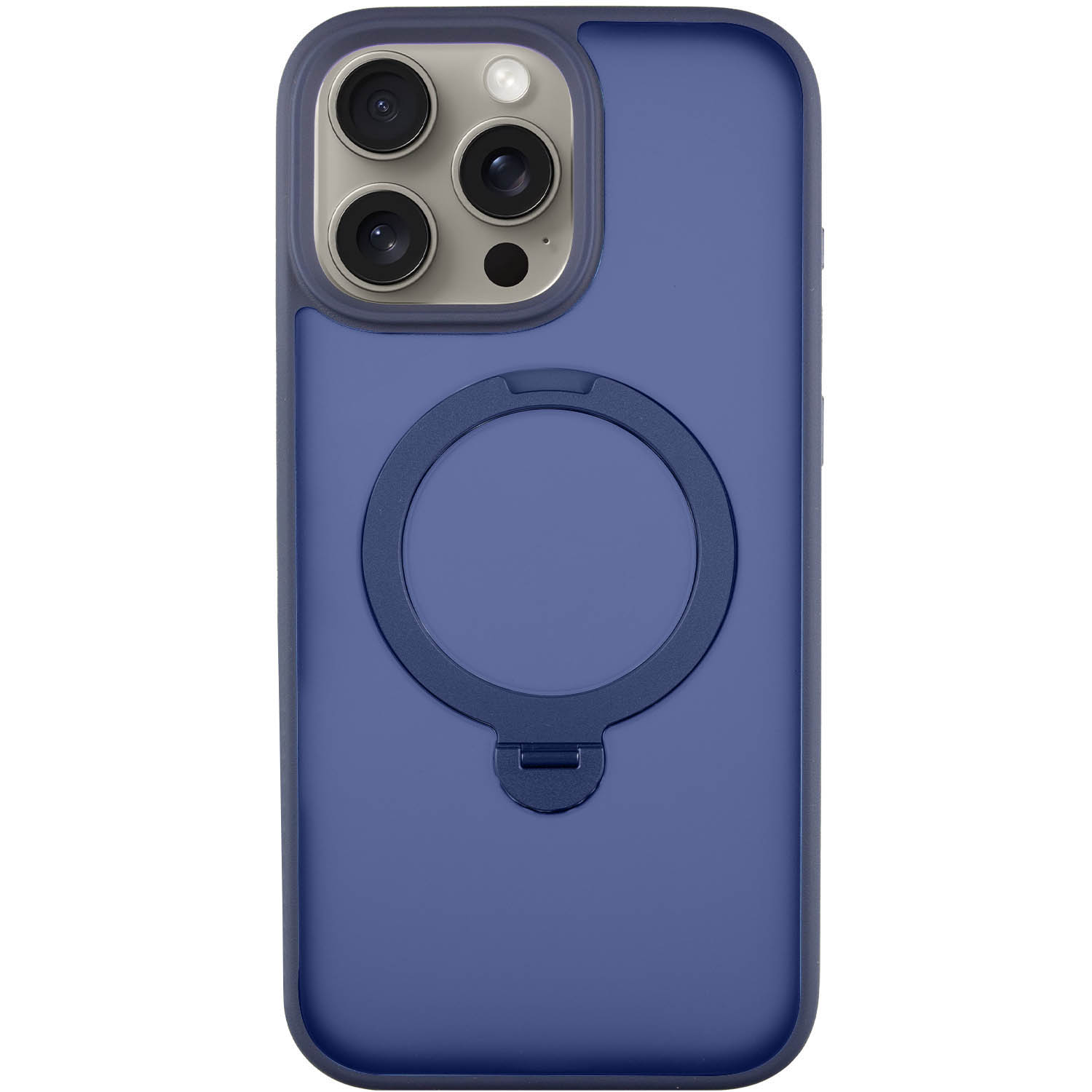 TPU+PC чехол Metal Buttons with MagSafe Colorful HQ Ring для Apple iPhone 14 Pro (6.1") (Dark Blue)