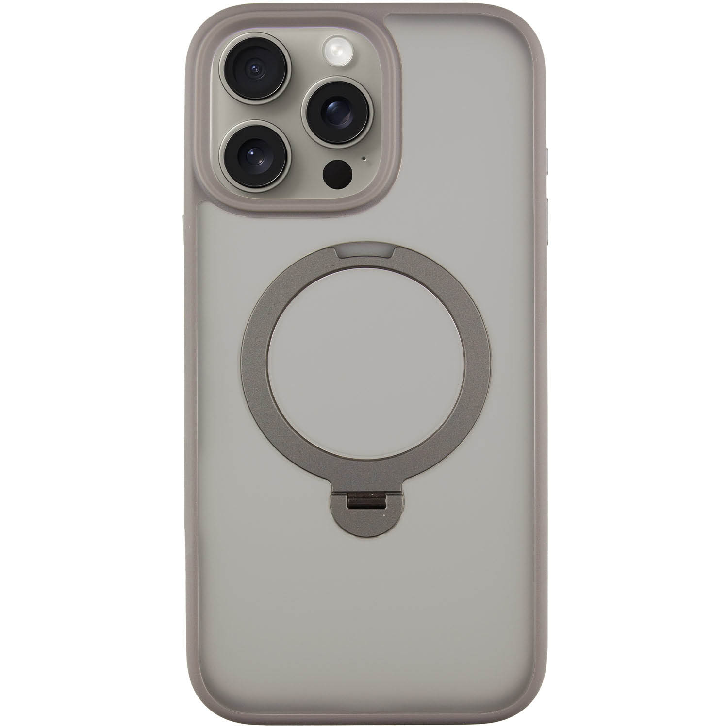 TPU+PC чехол Metal Buttons with MagSafe Colorful HQ Ring для Apple iPhone 15 Pro (6.1") (Grey)