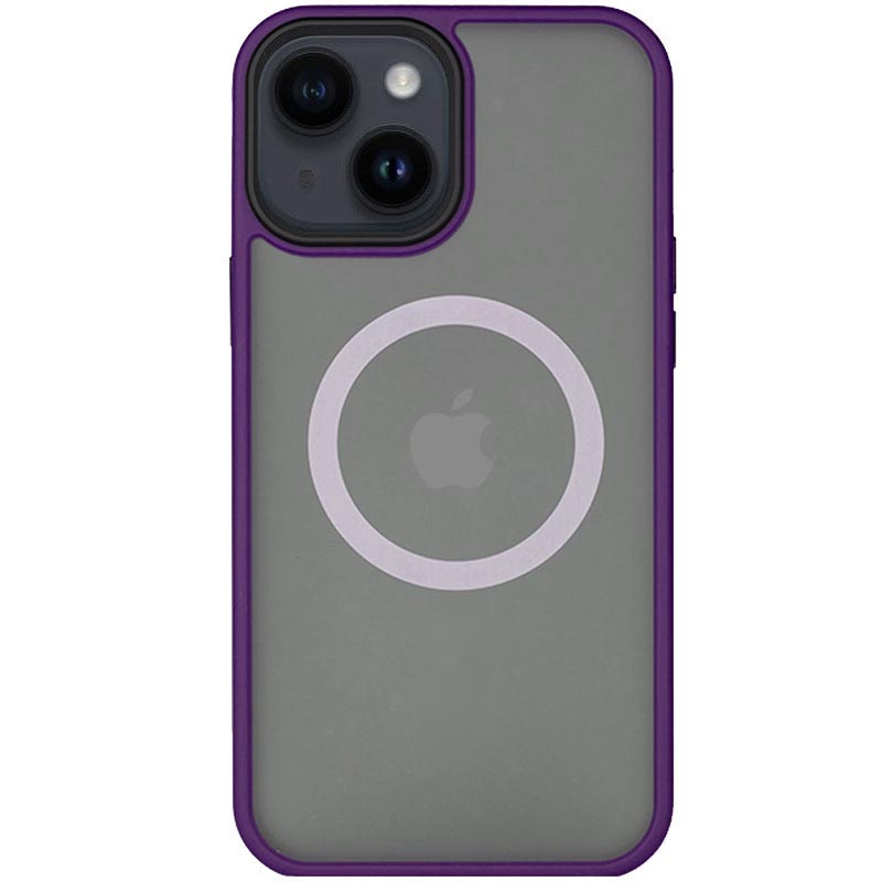 TPU+PC чехол Metal Buttons with MagSafe для Apple iPhone 13 (6.1") (Темно-фиолетовый)
