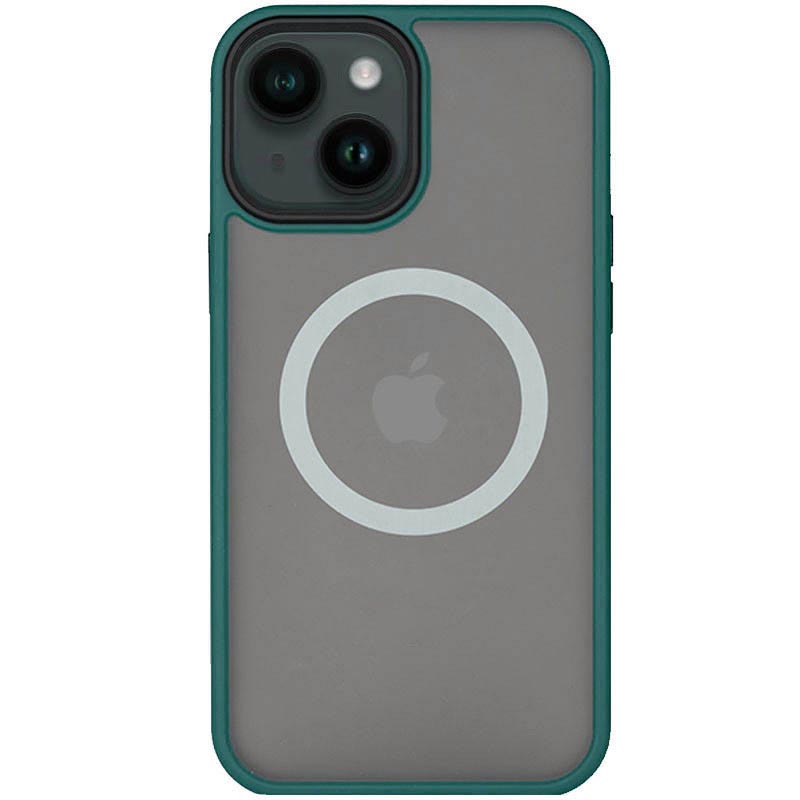 TPU+PC чехол Metal Buttons with MagSafe для Apple iPhone 13 (6.1") (Зеленый)