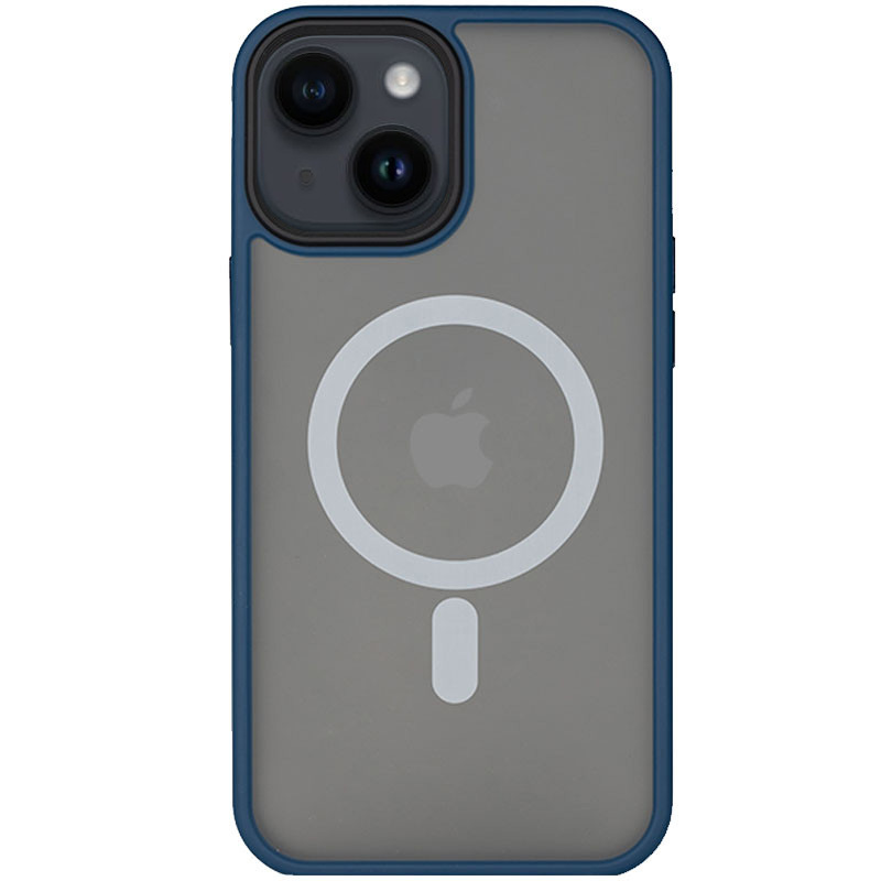 TPU+PC чохол Metal Buttons with MagSafe для Apple iPhone 14 (6.1") (Синій)