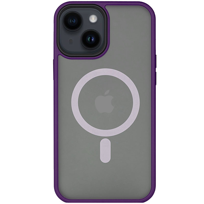 TPU+PC чехол Metal Buttons with MagSafe для Apple iPhone 14 Plus (6.7") (Темно-фиолетовый)