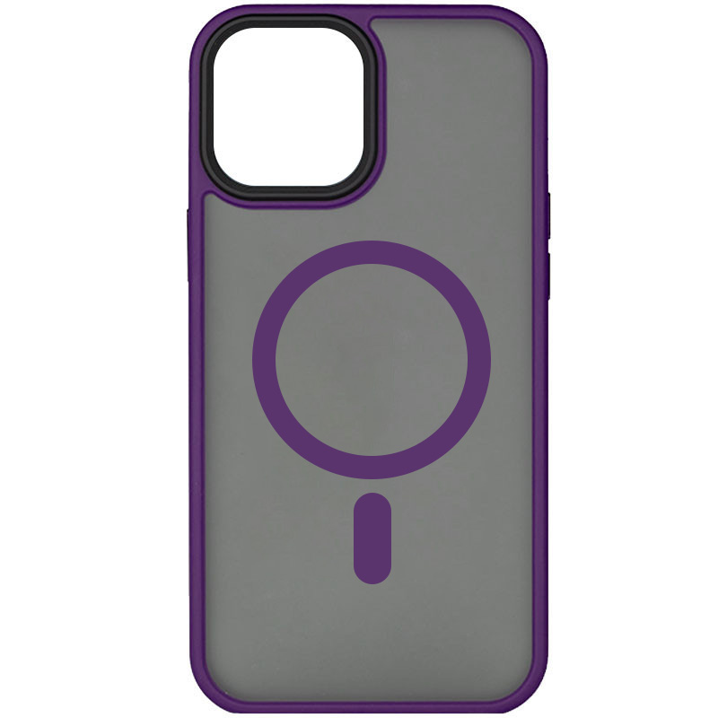 TPU+PC чехол Metal Buttons with MagSafe для Apple iPhone 15 (6.1") (Темно-фиолетовый)