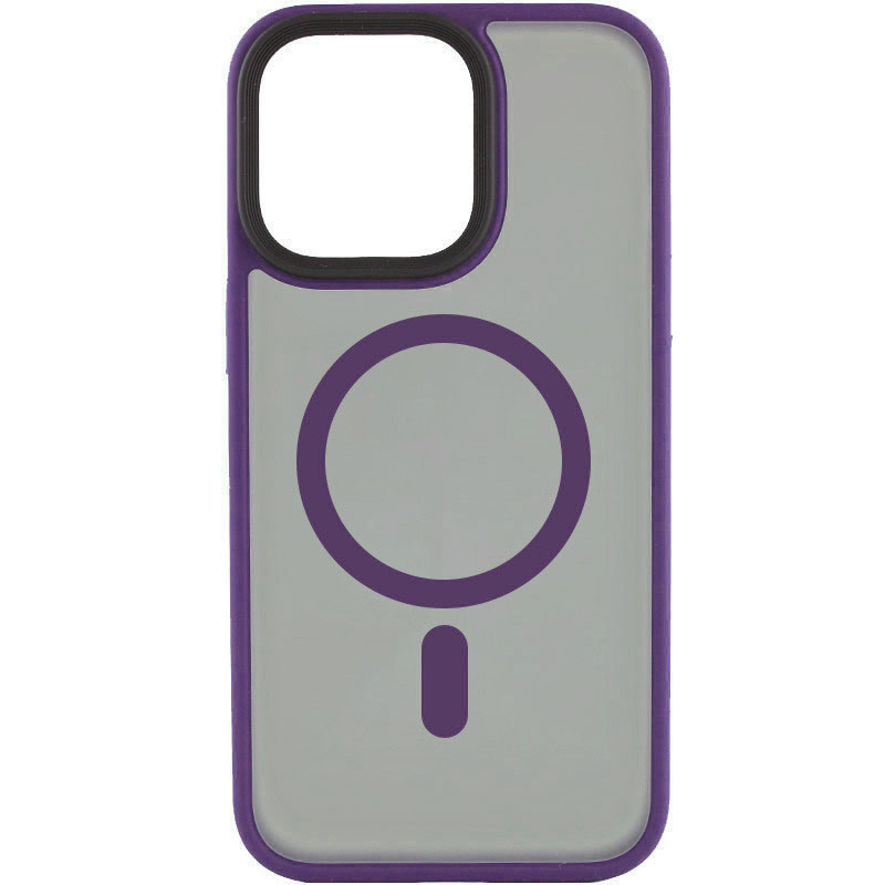 TPU+PC чехол Metal Buttons with MagSafe для Apple iPhone 15 Pro (6.1") (Темно-фиолетовый)