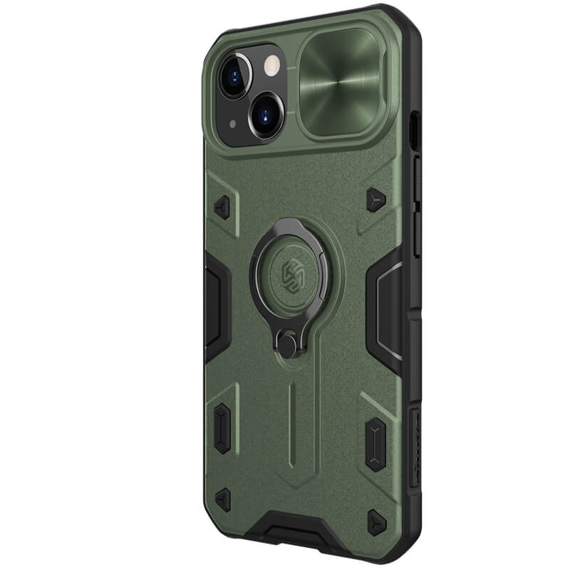 TPU+PC чехол Nillkin CamShield Armor no logo (шторка на камеру) для Apple iPhone 14 (6.1") (Зеленый)