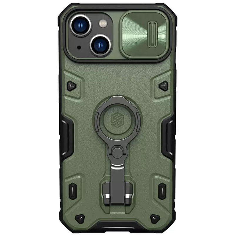 TPU+PC чехол Nillkin CamShield Armor Pro no logo (шторка на камеру) для Apple iPhone 14 Plus (6.7") (Зеленый)