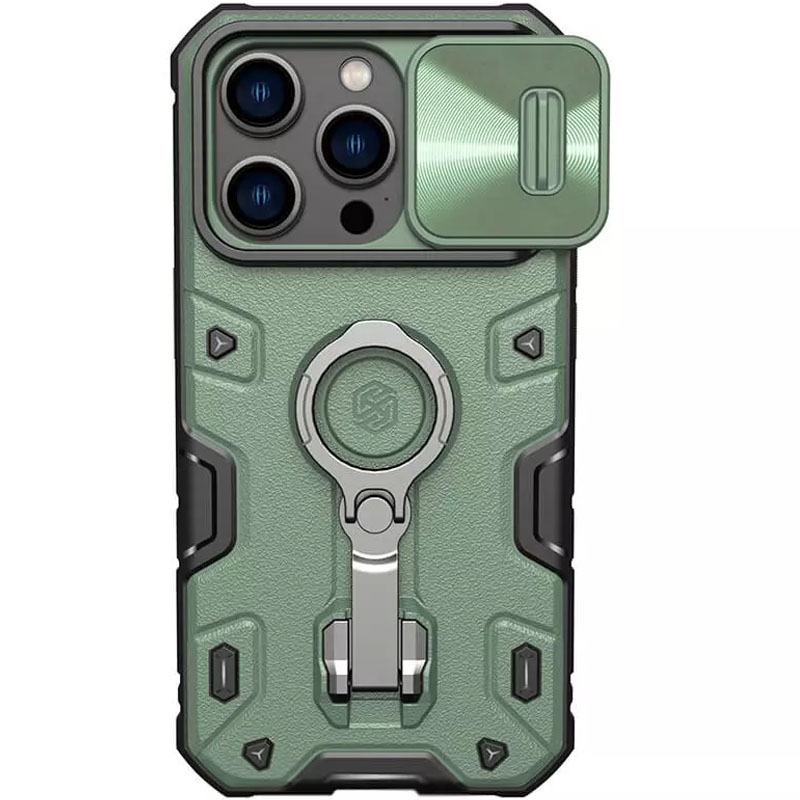 TPU+PC чехол Nillkin CamShield Armor Pro no logo (шторка на камеру) для Apple iPhone 14 Pro (6.1") (Зеленый)