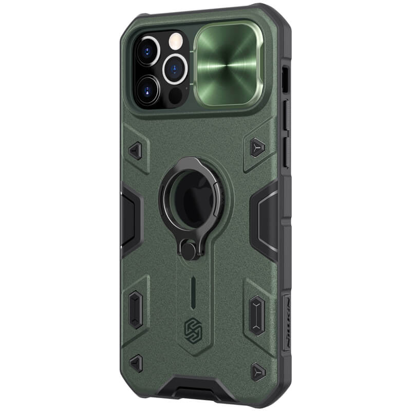 TPU+PC чехол Nillkin CamShield Armor (шторка на камеру) для Apple iPhone 12 Pro / 12 (6.1")  (Зеленый)