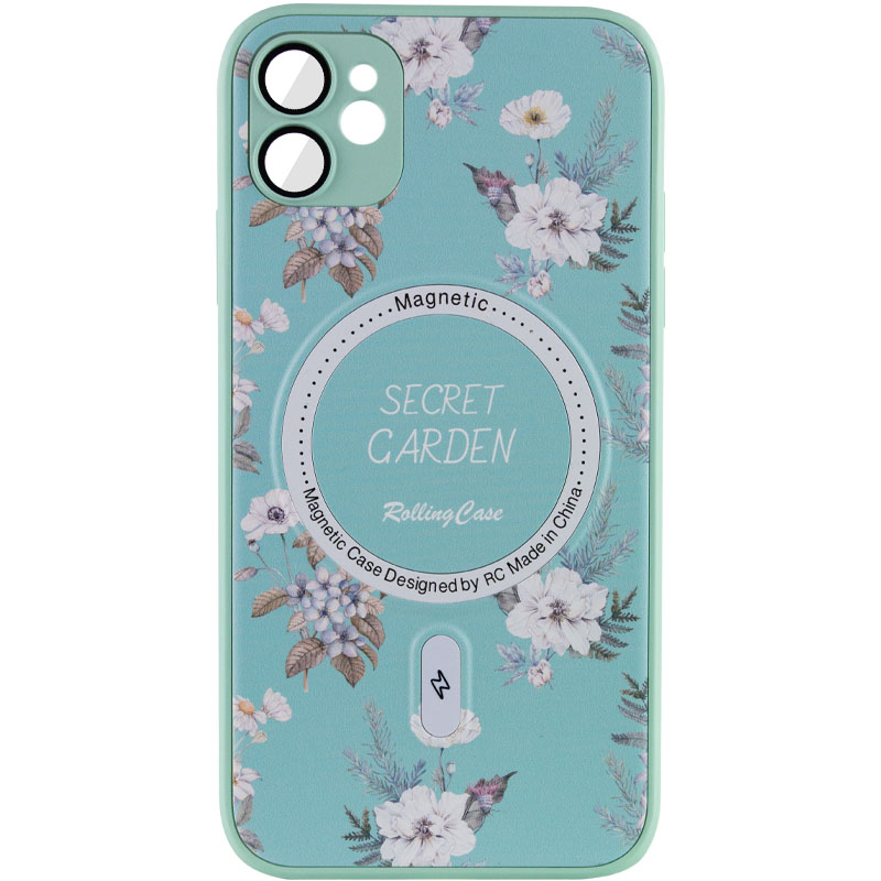TPU+PC чехол Secret Garden with MagSafe для Apple iPhone 12 (6.1") (Mint)