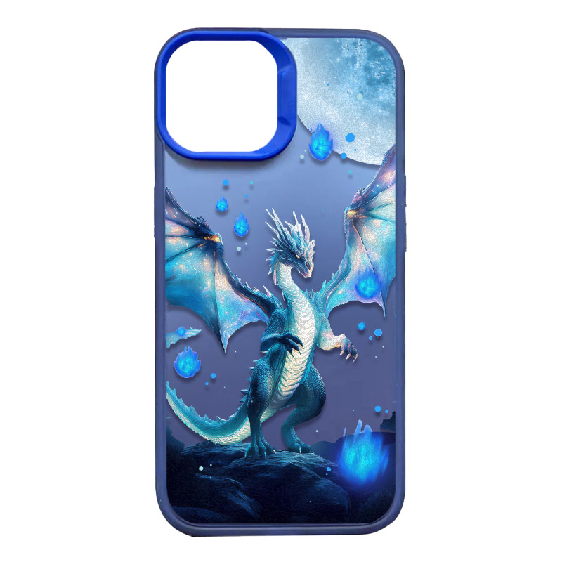 TPU+PC чехол TakiTaki Fantasy magic glow для Apple iPhone 14 Pro Max (6.7") (Ghost Dragon - Blue)