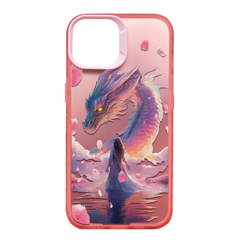 TPU+PC чехол TakiTaki Fantasy magic glow для Apple iPhone 14 Pro Max (6.7") (Pink Dragon - Pink)