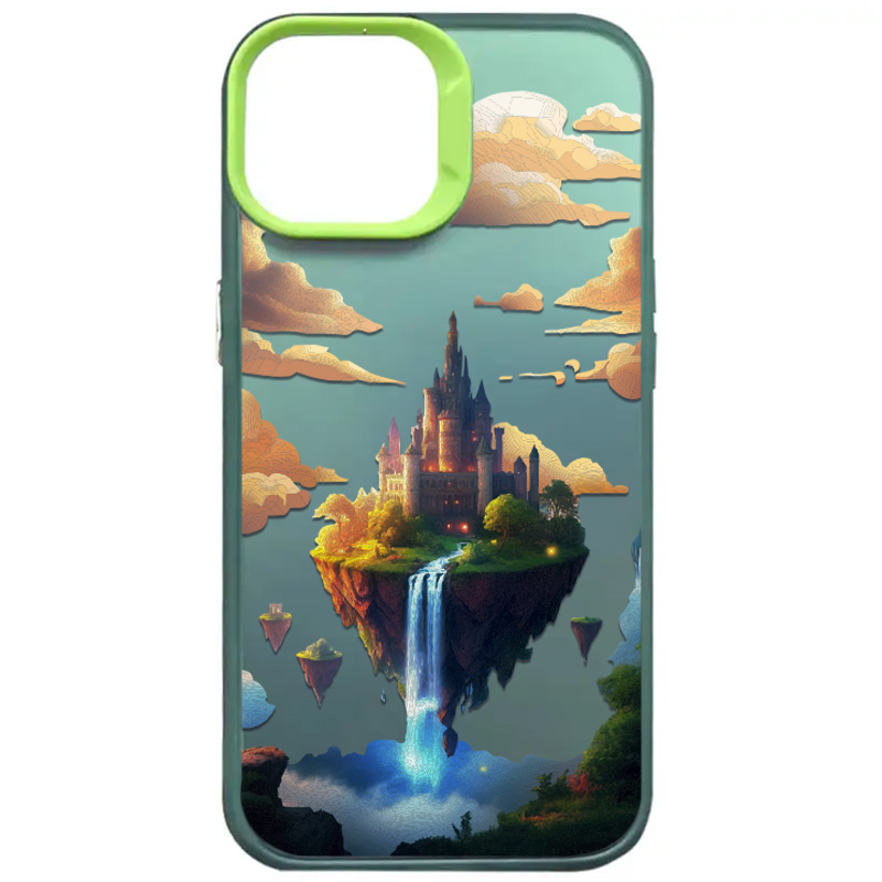 TPU+PC чохол TakiTaki Fantasy magic glow для Apple iPhone 15 (6.1") (Sky castle - Green)