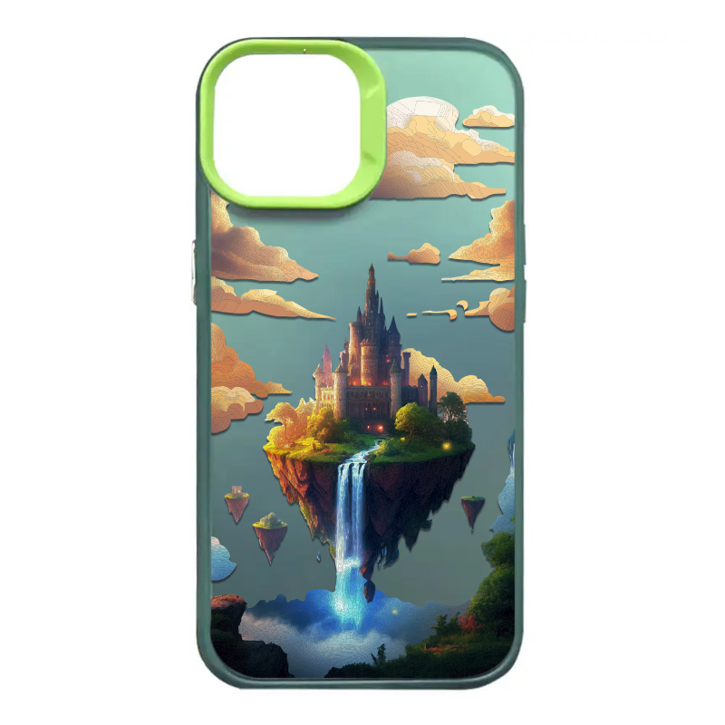 TPU+PC чехол TakiTaki Fantasy magic glow для Apple iPhone 15 Pro (6.1") (Sky castle - Green)