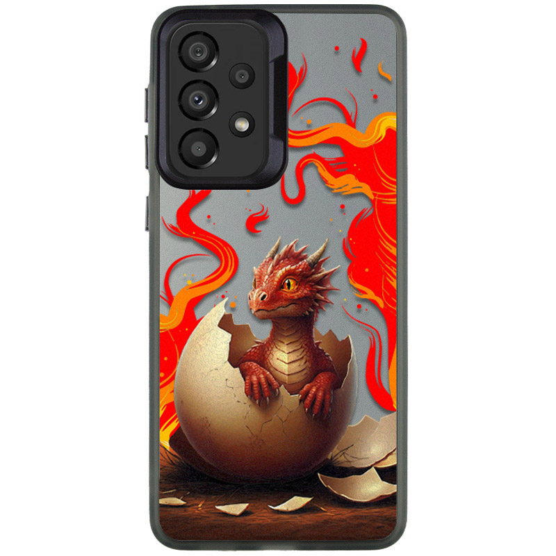 TPU+PC чехол TakiTaki Fantasy magic glow для Samsung Galaxy A73 5G (Fire dragon - Black)