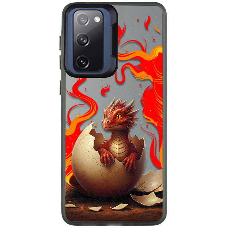 TPU+PC чохол TakiTaki Fantasy magic glow для Samsung Galaxy S22 Ultra (Fire dragon - Black)