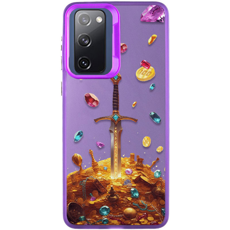 TPU+PC чехол TakiTaki Fantasy magic glow для Samsung Galaxy S22 Ultra (Gold Sword - Purple)