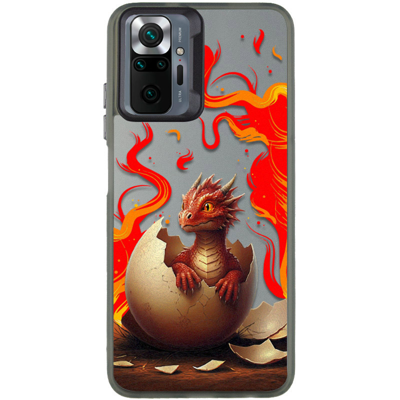 TPU+PC чехол TakiTaki Fantasy magic glow для Xiaomi Redmi Note 10 / Note 10s (Fire dragon - Black)