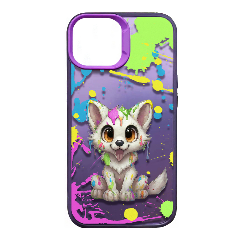 TPU+PC чехол TakiTaki Graffiti magic glow для Apple iPhone 14 Pro (6.1") (Cute wolf / Purple)