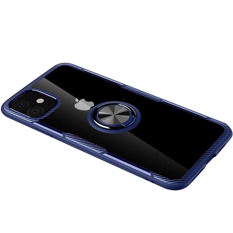TPU+PC чохол Deen CrystalRing під магнітний тримач для Apple iPhone 12 mini (Безбарвний / синій)