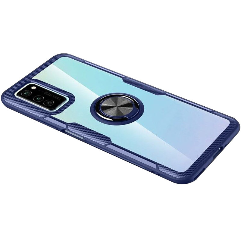 TPU+PC чохол Deen CrystalRing під магнітний тримач для Samsung Galaxy Note 20 (Безбарвний / синій)