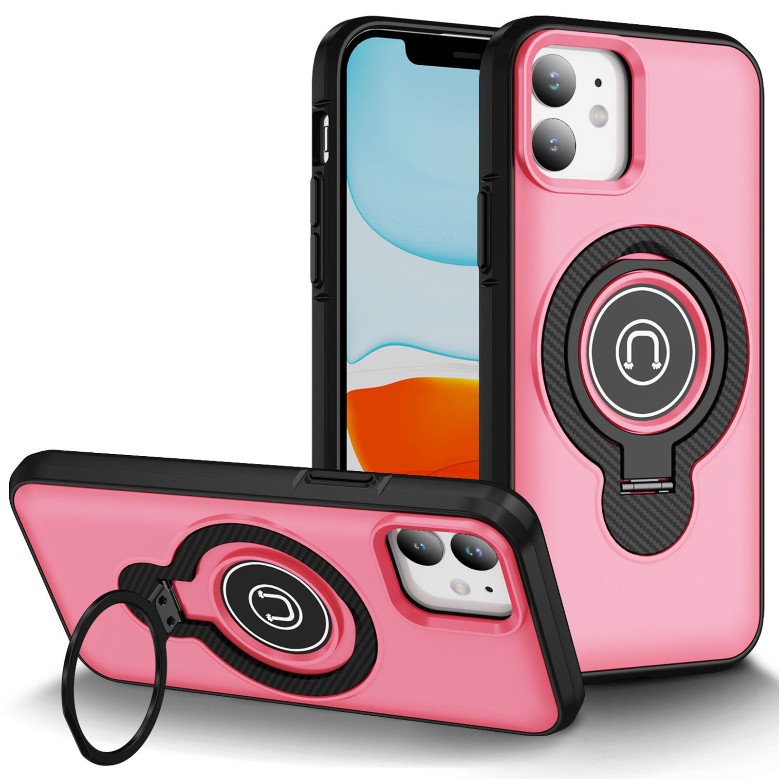 TPU+Textured PC Magnet для Apple iPhone 11 / XR (6.1") (Pink)