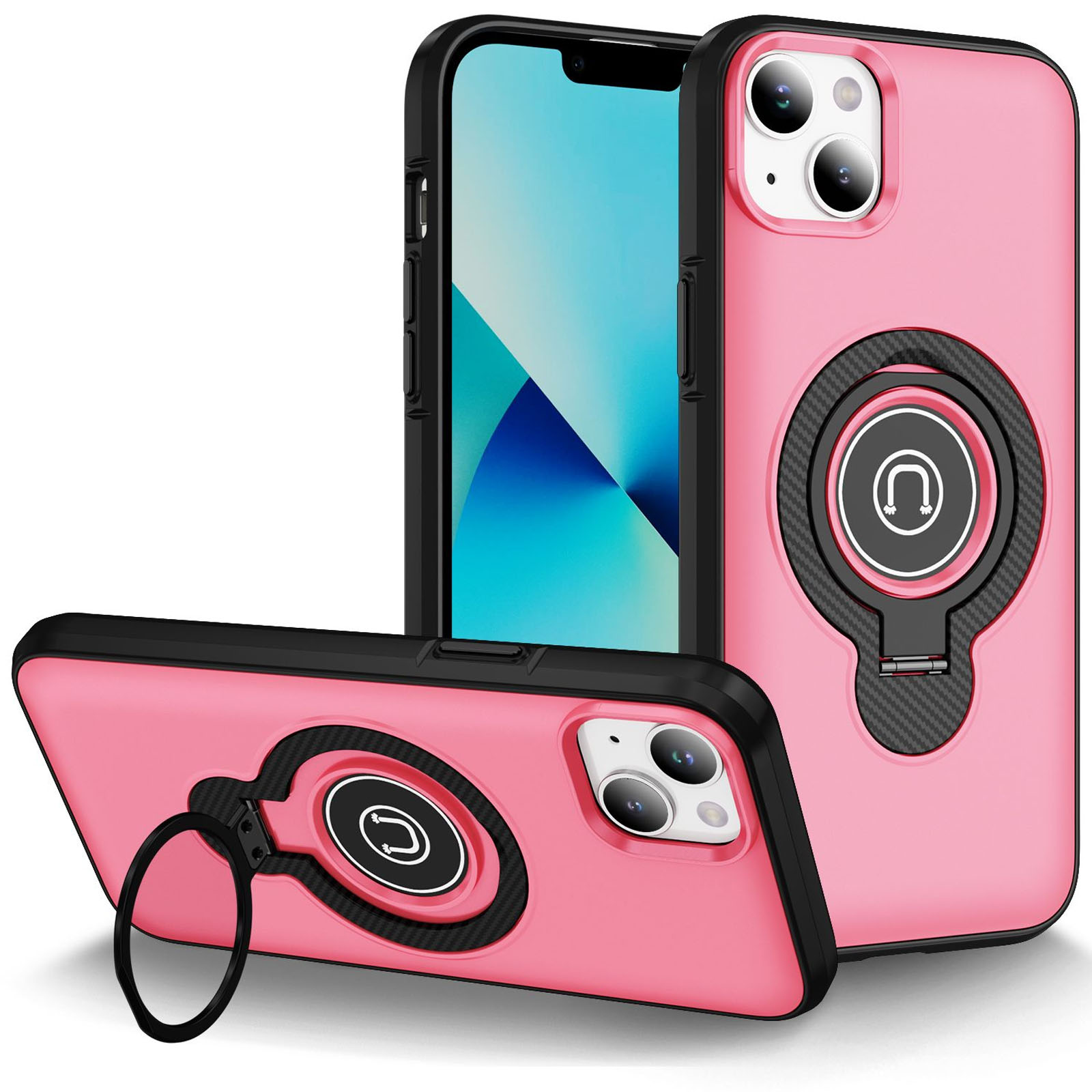 TPU+Textured PC Magnet для Apple iPhone 13 / 14 (6.1") (Pink)