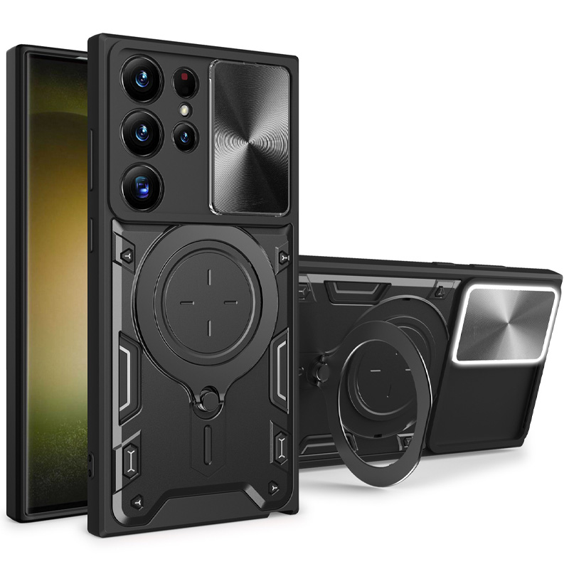 Ударопрочный чехол Bracket case with Magnetic для Samsung Galaxy S23 Ultra (Black)