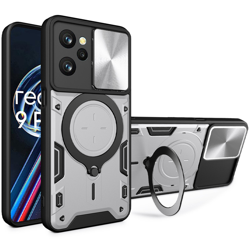 Ударопрочный чехол Bracket case with Magnetic для Xiaomi Poco X5 Pro 5G / Note 12 Pro 5G (Silver)