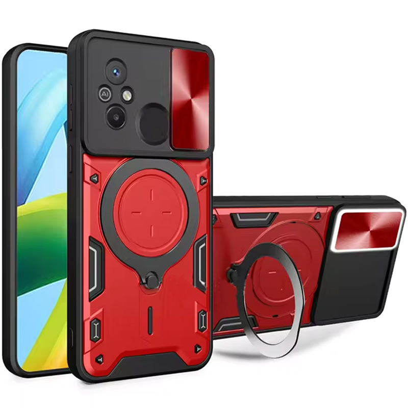 Ударопрочный чехол Bracket case with Magnetic для Xiaomi Redmi 12C (Red)