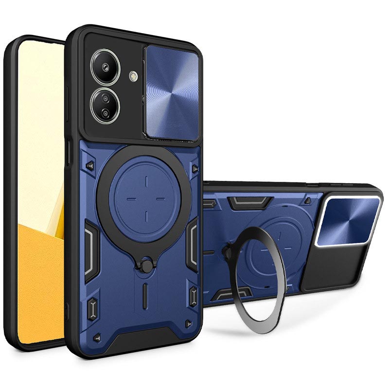 Ударопрочный чехол Bracket case with Magnetic для Xiaomi Redmi 13C / Poco C65 (Blue)