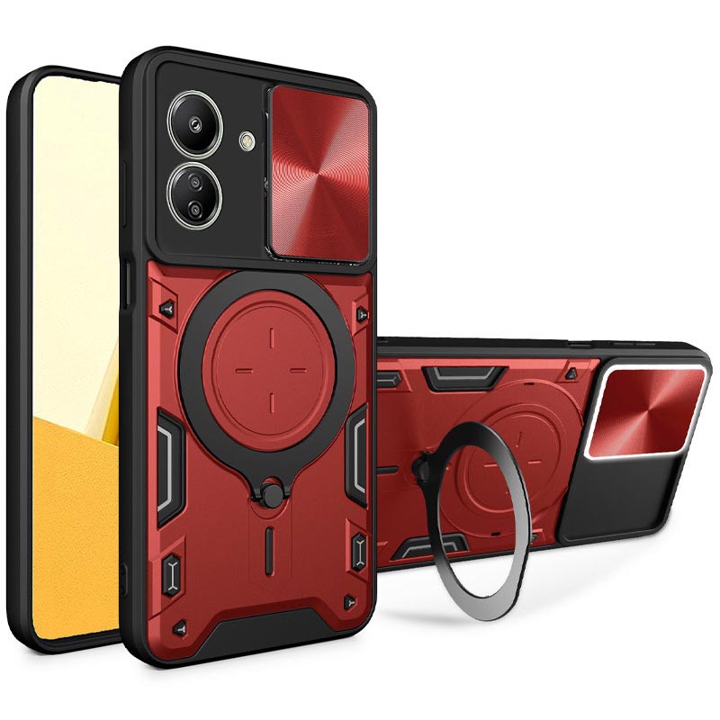 Ударопрочный чехол Bracket case with Magnetic для Xiaomi Redmi 13C / Poco C65 (Red)