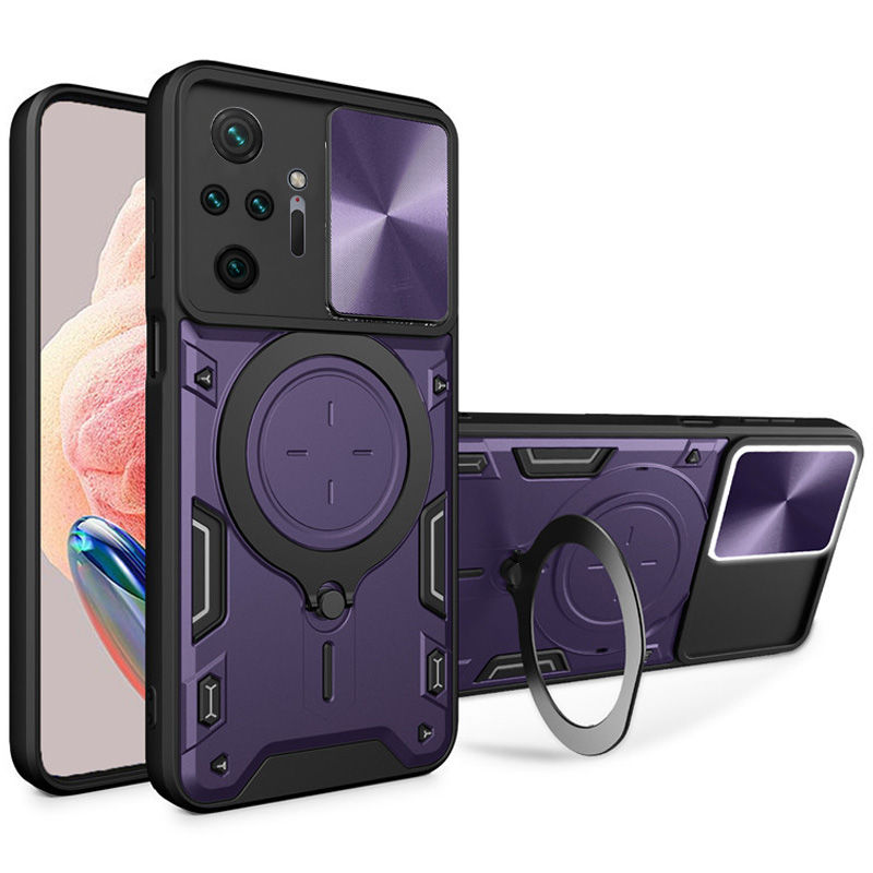Ударопрочный чехол Bracket case with Magnetic для Xiaomi Redmi Note 10 Pro / 10 Pro Max (Purple)