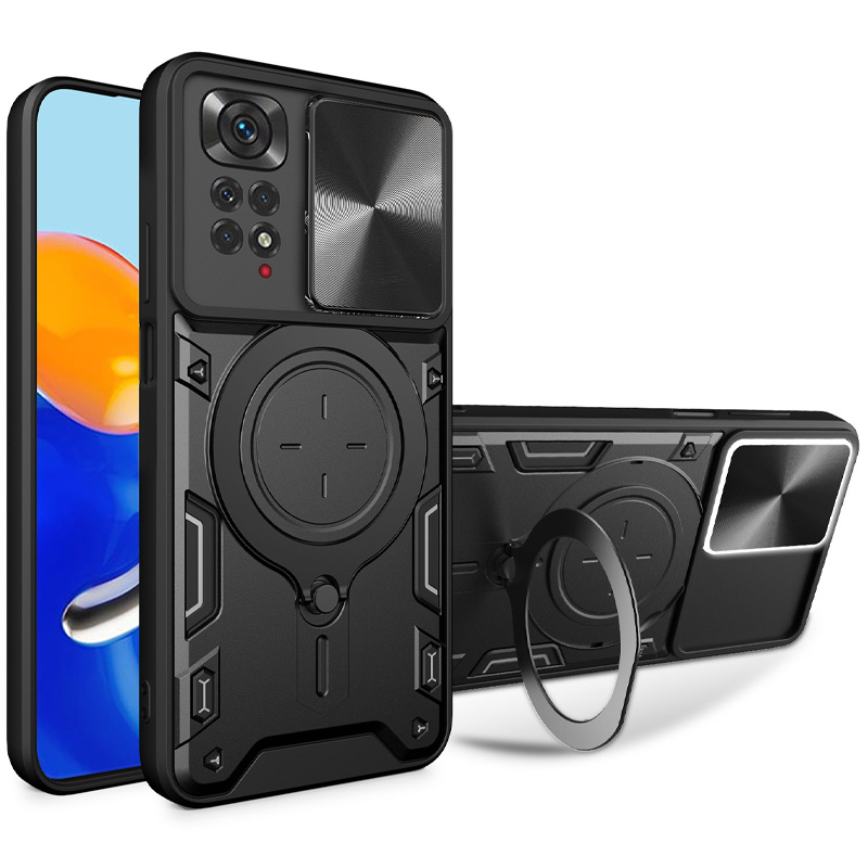 Ударопрочный чехол Bracket case with Magnetic для Xiaomi Redmi Note 11 (Global) / Note 11S (Black)