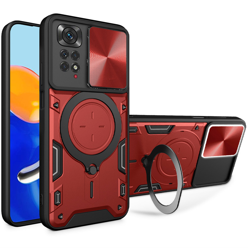 Ударопрочный чехол Bracket case with Magnetic для Xiaomi Redmi Note 11 (Global) / Note 11S (Red)