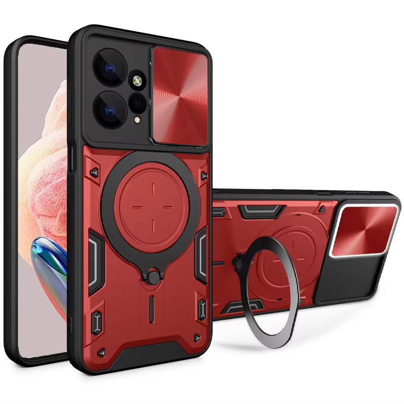 Ударопрочный чехол Bracket case with Magnetic для Xiaomi Redmi Note 12 4G (Red)