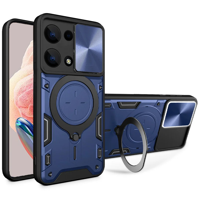 Ударопрочный чехол Bracket case with Magnetic для Xiaomi Redmi Note 13 5G (Blue)