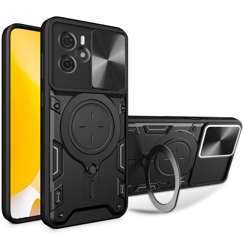 Ударопрочный чехол Bracket case with Magnetic для Xiaomi Redmi Note 14 4G (Europe version) (Black)