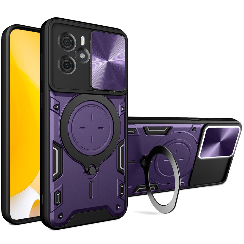 Ударопрочный чехол Bracket case with Magnetic для Xiaomi Redmi Note 14 4G (Europe version) (Purple)