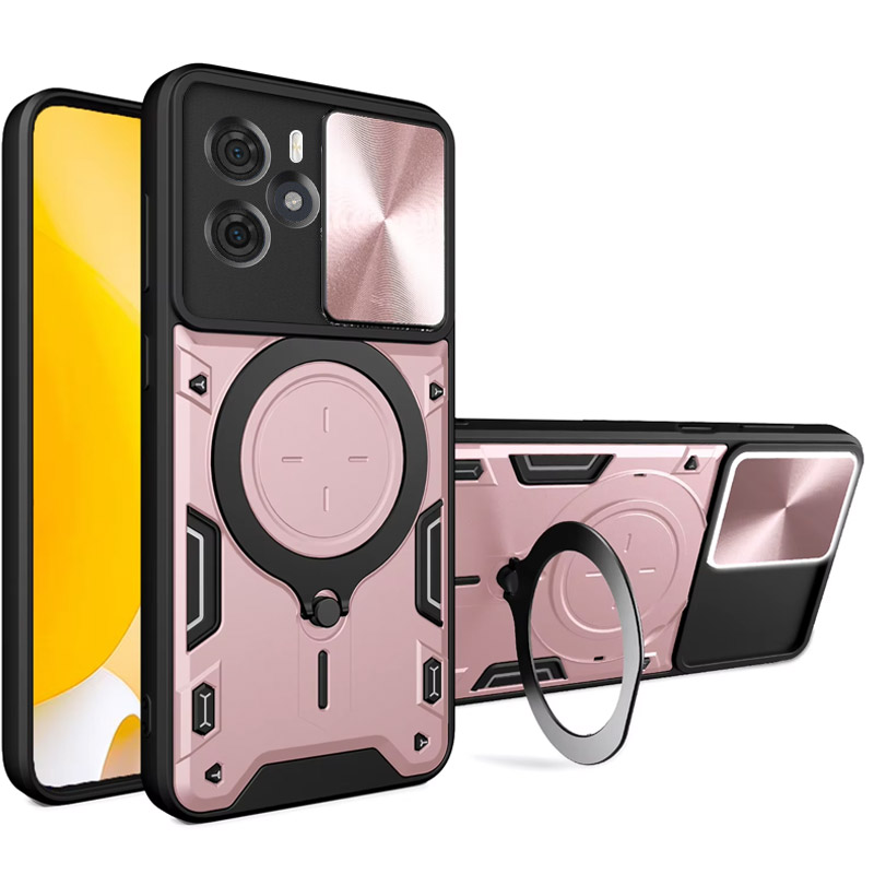 Удароміцний чохол Bracket case with Magnetic для Xiaomi Redmi Note 14 4G (Europe version) (Rose Gold)