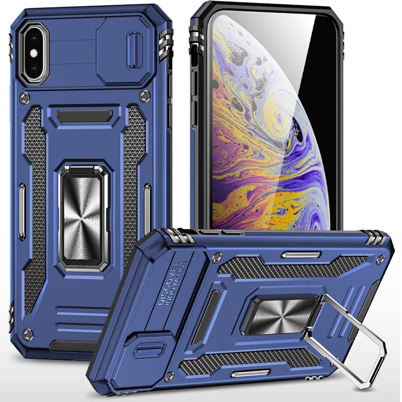 Удароміцний чохол Camshield Army Ring для Apple iPhone XS Max (6.5") (Синій / Navy)