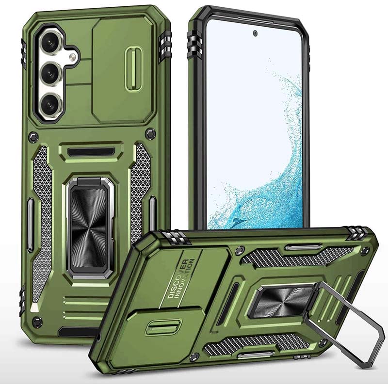 Ударопрочный чехол Camshield Army Ring для Samsung Galaxy A35 / A55 (Оливковый / Army Green)