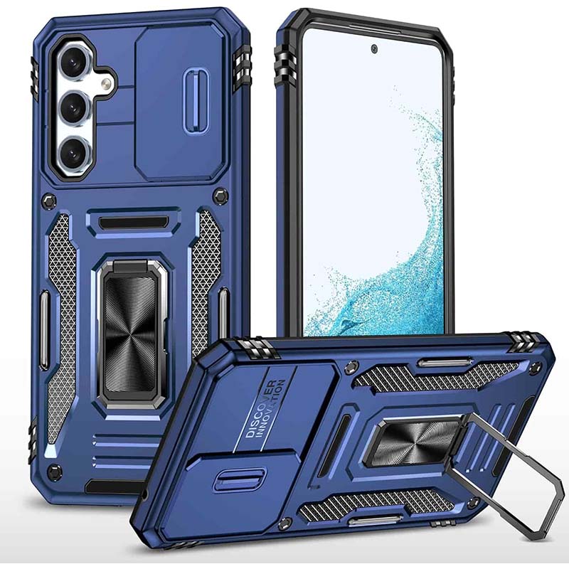 Ударопрочный чехол Camshield Army Ring для Samsung Galaxy A35 / A55 (Синий / Navy)