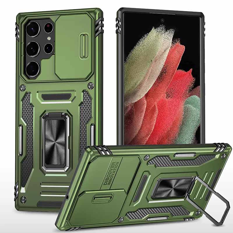 Удароміцний чохол Camshield Army Ring для Samsung Galaxy S23 Ultra (Оливковий / Army Green)