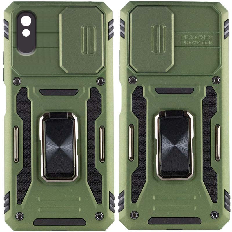 Ударопрочный чехол Camshield Army Ring для Xiaomi Redmi 9A (Оливковый / Army Green)