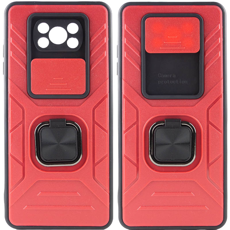 Ударопрочный чехол Camshield Flash Ring для Xiaomi Poco X3 NFC / Poco X3 Pro (Red)