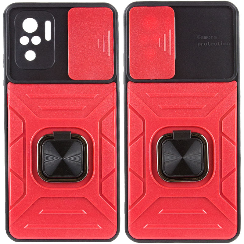 Ударопрочный чехол Camshield Flash Ring для Xiaomi Redmi Note 10 / Note 10s / Poco M5s (Красный)