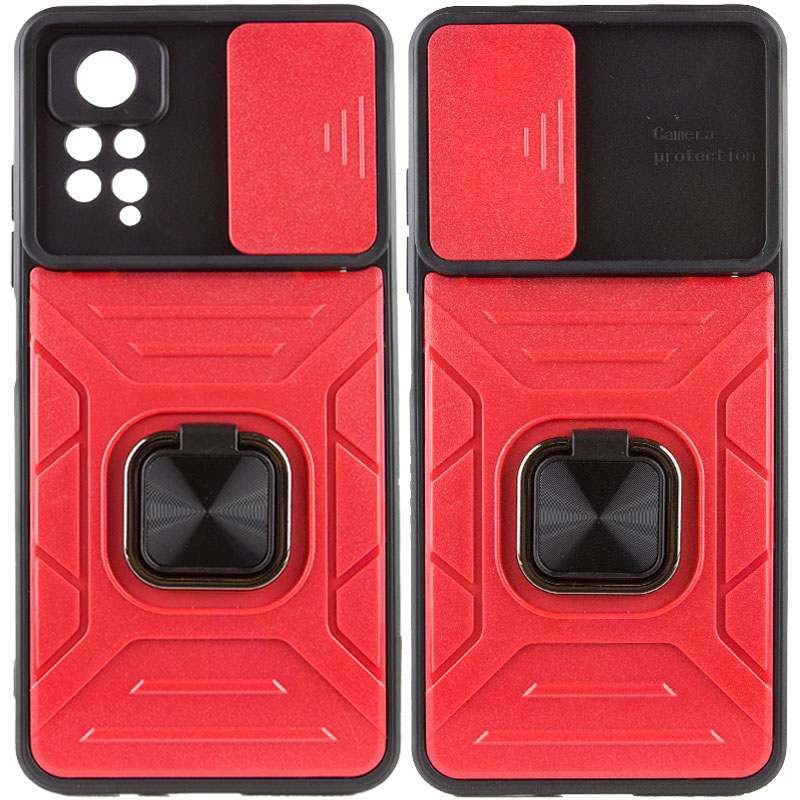 Ударопрочный чехол Camshield Flash Ring для Xiaomi Redmi Note 11 (Global) / Note 11S (Красный)