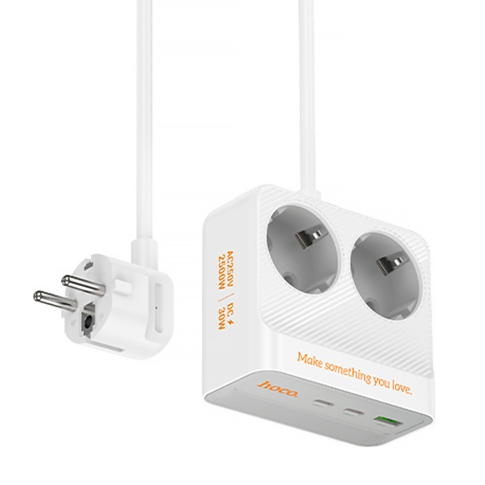 Удлинитель Hoco AC27 Descanso (PD30W/2C/1A/2xSocket) (2m) (White)